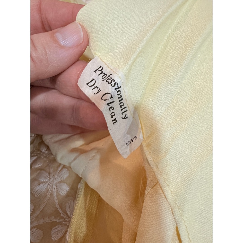 Vintage 1960s Handmade Yellow Lace Overlay Sheath Dress Daisy Trim S - Picture 6 of 11